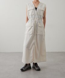 【撥水】ナイロンロングベストワンピース
