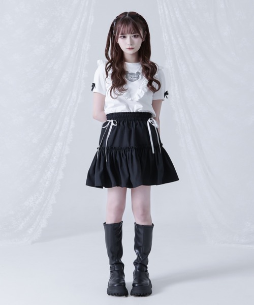 TRAVAS TOKYO(トラバス トウキョウ)の「『TRAVAS TOKYO/トラバス トーキョー』フリルクロップドTシャツ(Tシャツ/カットソー・レディース・ブラック/ホワイト・M/L)」の8枚目の写真