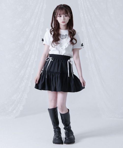 TRAVAS TOKYO(トラバス トウキョウ)の「『TRAVAS TOKYO/トラバス トーキョー』フリルクロップドTシャツ(Tシャツ/カットソー・レディース・ブラック/ホワイト・M/L)」の7枚目の写真