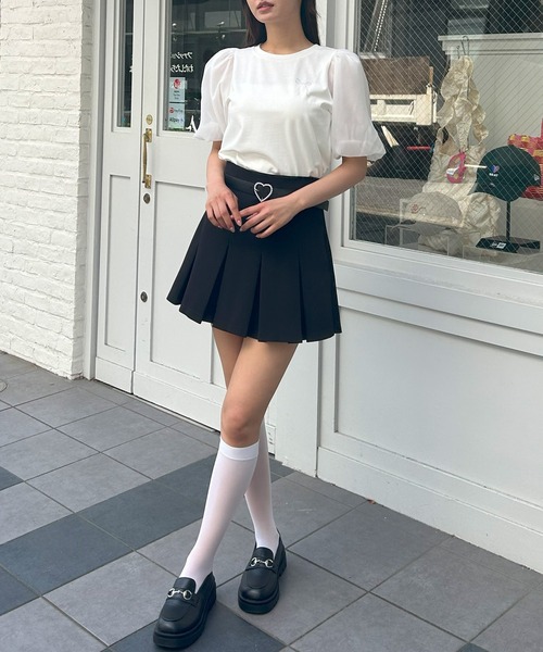 INGNI（イング）の「袖異素材胸リボントップス（Tシャツ/カットソー・レディース・オフホワイト/ブラック/ライトブルー・M）」の8枚目の写真
