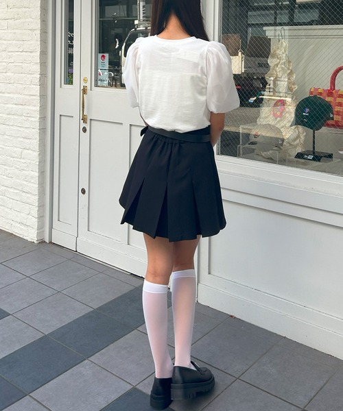 INGNI（イング）の「袖異素材胸リボントップス（Tシャツ/カットソー・レディース・オフホワイト/ブラック/ライトブルー・M）」の10枚目の写真