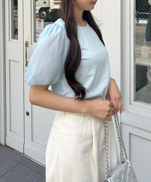 INGNI（イング）の「袖異素材胸リボントップス（Tシャツ/カットソー・レディース・オフホワイト/ブラック/ライトブルー・M）」の22枚目の写真