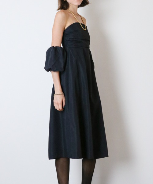 a lot of love（ア ロット オブ ラブ）の「パフスリーブオフショルエレガントワンピース/パーティードレス（ドレス・レディース・ブラック/グリーン/オフホワイト・FREE）」の14枚目の写真