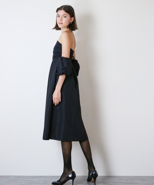 a lot of love（ア ロット オブ ラブ）の「パフスリーブオフショルエレガントワンピース/パーティードレス（ドレス・レディース・ブラック/グリーン/オフホワイト・FREE）」の12枚目の写真