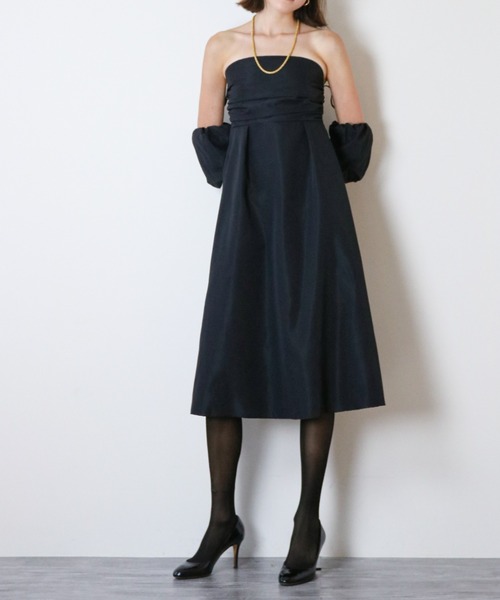 a lot of love（ア ロット オブ ラブ）の「パフスリーブオフショルエレガントワンピース/パーティードレス（ドレス・レディース・ブラック/グリーン/オフホワイト・FREE）」の15枚目の写真