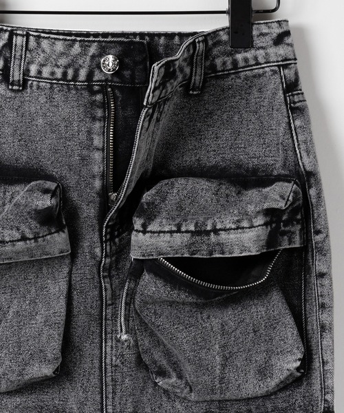 ※※【 ３size 】ダブルポケットカーゴデニムミニスカート ／double pocket cargo denim mini skirt（デニムスカート）｜me+em select（ミームセレクト）