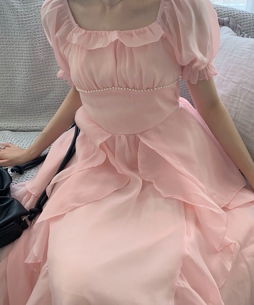 Teem Store(チームストア)の「スクエアネックフリルパール フレアボリュームワンピース(ワンピース・レディース・ホワイト/ピンク/アイボリー・F)」の20枚目の写真