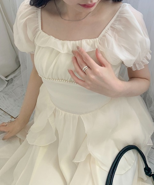 Teem Store(チームストア)の「スクエアネックフリルパール フレアボリュームワンピース(ワンピース・レディース・ホワイト/ピンク/アイボリー・F)」の13枚目の写真