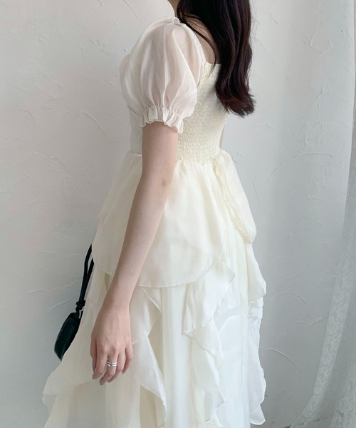 Teem Store(チームストア)の「スクエアネックフリルパール フレアボリュームワンピース(ワンピース・レディース・ホワイト/ピンク/アイボリー・F)」の15枚目の写真