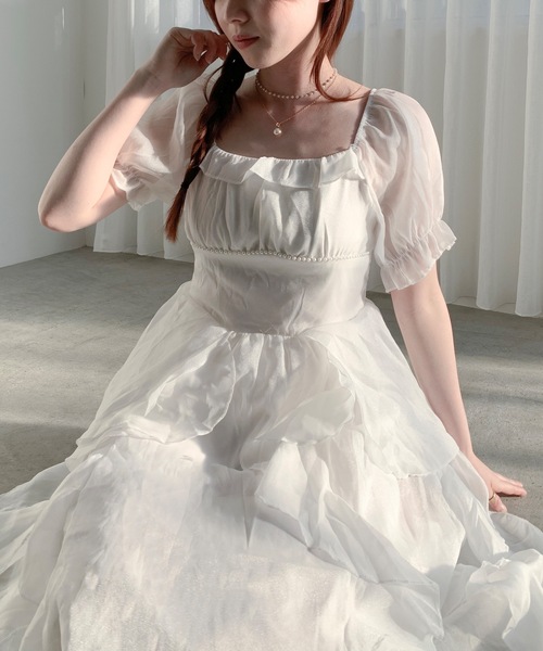 Teem Store(チームストア)の「スクエアネックフリルパール フレアボリュームワンピース(ワンピース・レディース・ホワイト/ピンク/アイボリー・F)」の22枚目の写真