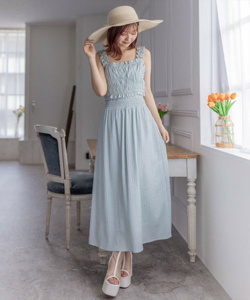 clear（クリア）の「ギャザーフレアスカート[セットアップ可能 大人 フェミニン]≪再入荷≫（スカート・レディース・ミント/イエロー/グレー・F）」の13枚目の写真