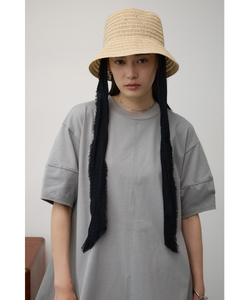 AZUL by moussy(アズールバイマウジー)の「シアーボーダーバケットハット(キャップ・レディース・ベージュ/ブラック・FREE)」の7枚目の写真