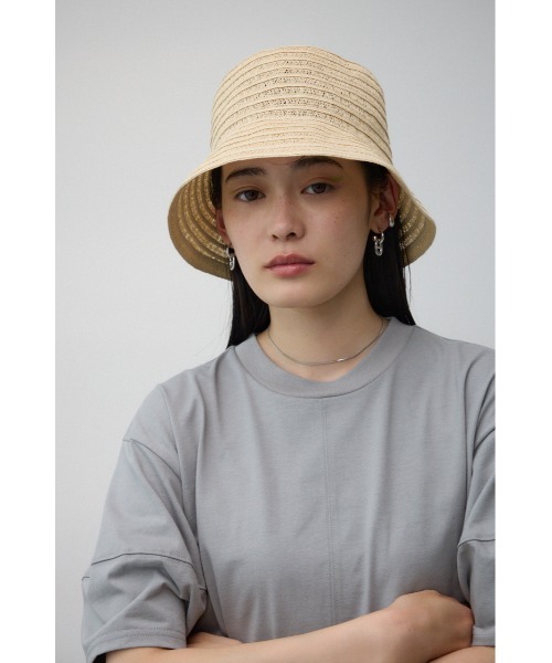 AZUL by moussy(アズールバイマウジー)の「シアーボーダーバケットハット(キャップ・レディース・ベージュ/ブラック・FREE)」の8枚目の写真