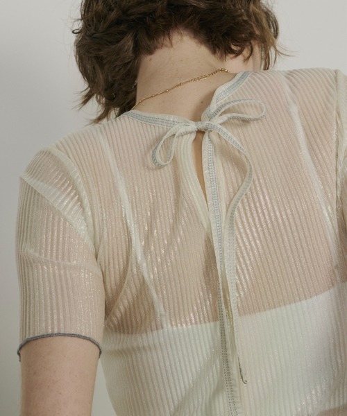 Unitage（ユニテージ）の「オーロラミニプリーツシアーTOPS（Tシャツ/カットソー・レディース・ライトブルー/ホワイト/ピンク・FREE）」の2枚目の写真