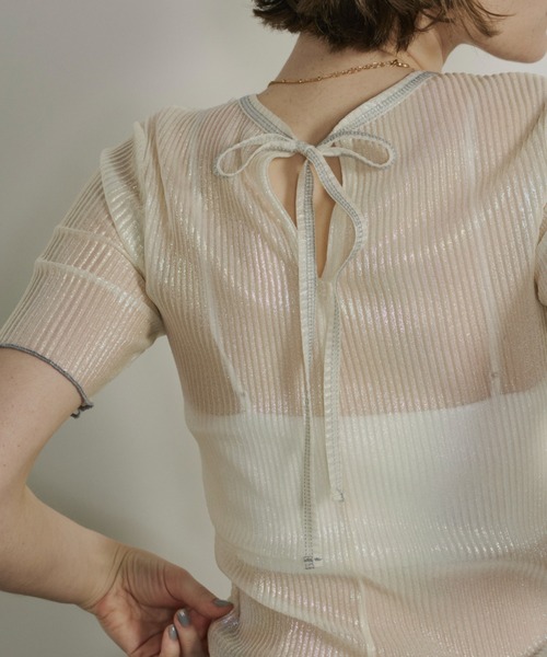 Unitage（ユニテージ）の「オーロラミニプリーツシアーTOPS（Tシャツ/カットソー・レディース・ライトブルー/ホワイト/ピンク・FREE）」の6枚目の写真