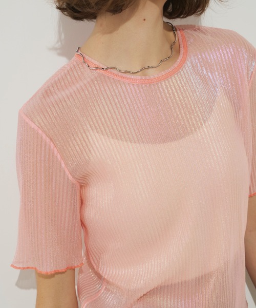 Unitage（ユニテージ）の「オーロラミニプリーツシアーTOPS（Tシャツ/カットソー・レディース・ライトブルー/ホワイト/ピンク・FREE）」の16枚目の写真