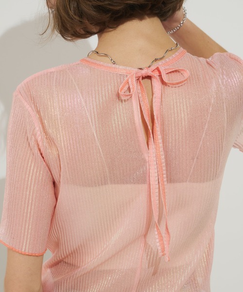 Unitage（ユニテージ）の「オーロラミニプリーツシアーTOPS（Tシャツ/カットソー・レディース・ライトブルー/ホワイト/ピンク・FREE）」の15枚目の写真