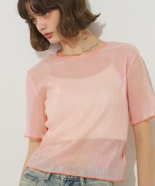 Unitage（ユニテージ）の「オーロラミニプリーツシアーTOPS（Tシャツ/カットソー・レディース・ライトブルー/ホワイト/ピンク・FREE）」の17枚目の写真