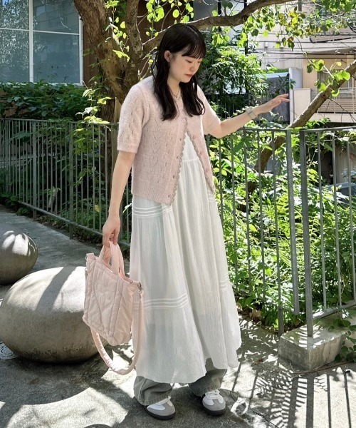 idem（イデム）の「lovely heart knit cardigan／ハート柄サマーニット