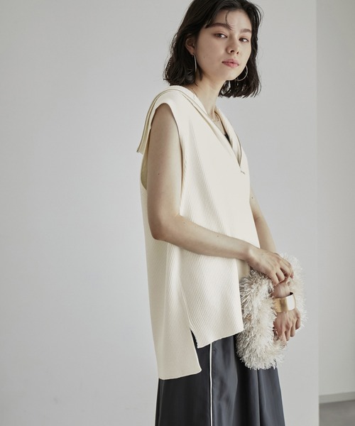 ROPE' PICNIC（ロペピクニック）の「ハーフジップノースリーブニット（ニット/セーター・レディース・チャコールグレー/キナリ・38）」の14枚目の写真