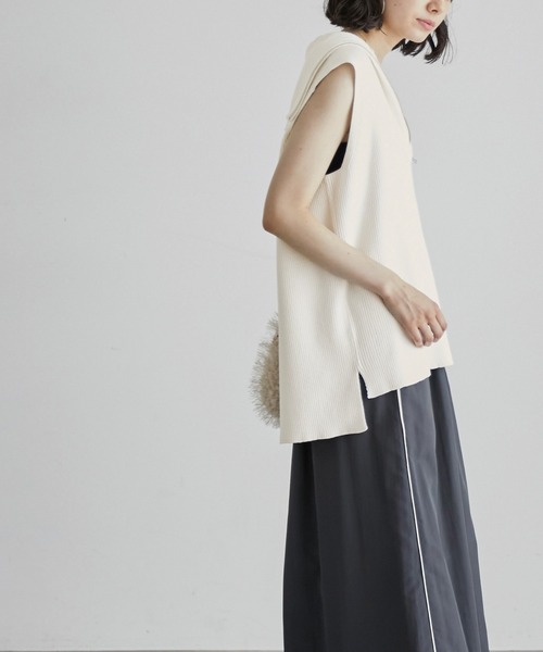 ROPE' PICNIC（ロペピクニック）の「ハーフジップノースリーブニット（ニット/セーター・レディース・チャコールグレー/キナリ・38）」の13枚目の写真