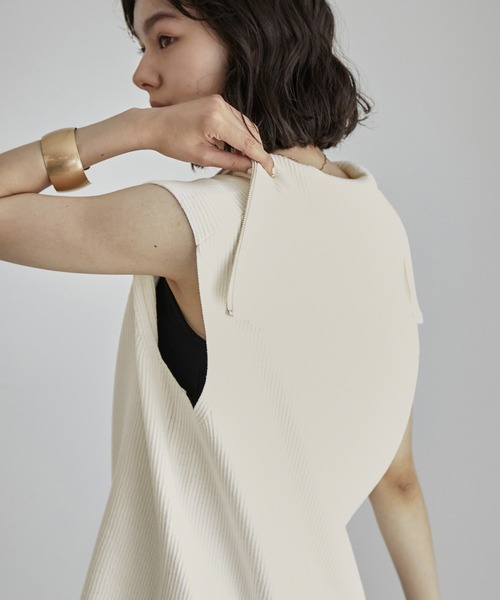 ROPE' PICNIC（ロペピクニック）の「ハーフジップノースリーブニット（ニット/セーター・レディース・チャコールグレー/キナリ・38）」の12枚目の写真