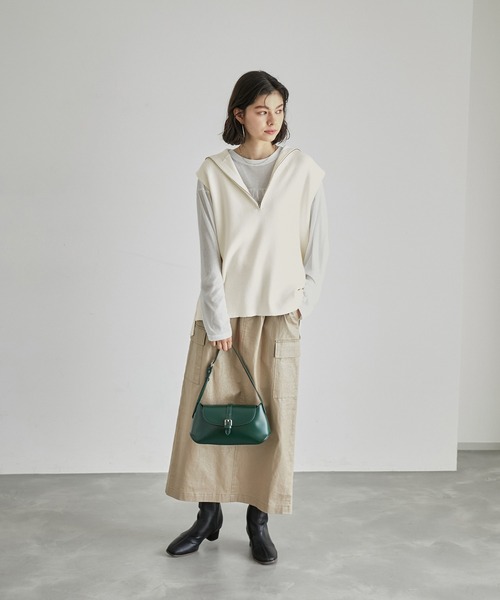 ROPE' PICNIC（ロペピクニック）の「ハーフジップノースリーブニット（ニット/セーター・レディース・チャコールグレー/キナリ・38）」の11枚目の写真