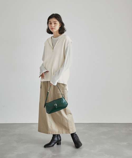 ROPE' PICNIC（ロペピクニック）の「ハーフジップノースリーブニット（ニット/セーター・レディース・チャコールグレー/キナリ・38）」の10枚目の写真