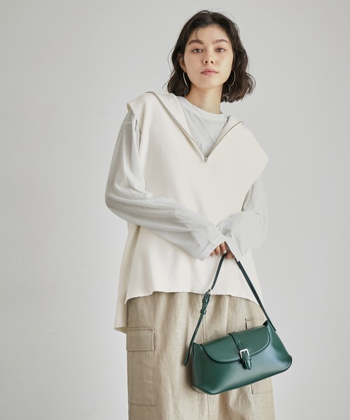 ROPE' PICNIC（ロペピクニック）の「ハーフジップノースリーブニット（ニット/セーター・レディース・チャコールグレー/キナリ・38）」の5枚目の写真