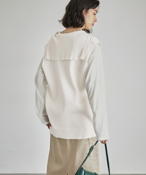 ROPE' PICNIC（ロペピクニック）の「ハーフジップノースリーブニット（ニット/セーター・レディース・チャコールグレー/キナリ・38）」の3枚目の写真