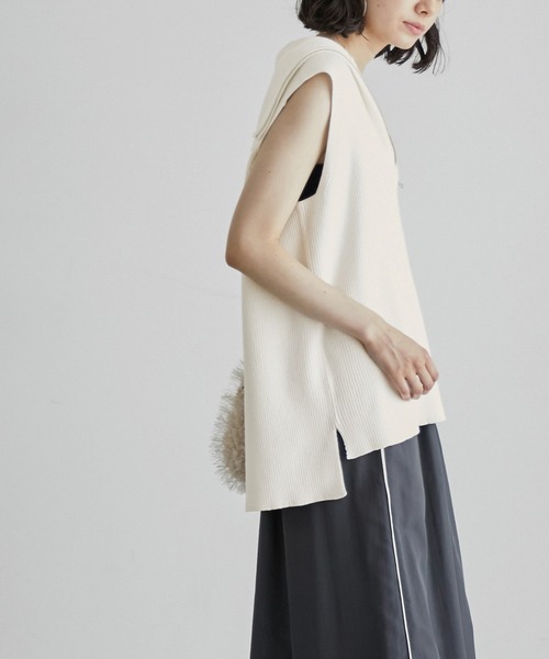 ROPE' PICNIC(ロペピクニック)の「ハーフジップノースリーブニット(ニット/セーター・レディース・チャコールグレー/キナリ・38)」の14枚目の写真
