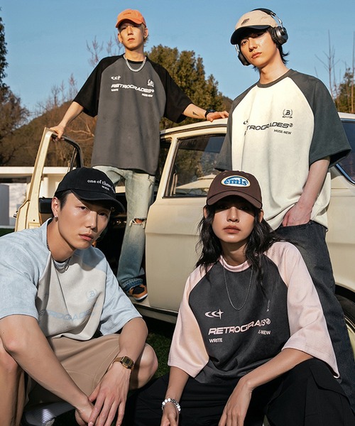 aimoha（アイモハ）の「aimoha outdoor ユニセックス　ビッグシルエット プリント半袖ラグランTシャツ (SS)（Tシャツ/カットソー・レディース・ブルー/ダークグレー/ライトグレー/ピンク・MEDIUM/LARGE/X-LARGE）」の11枚目の写真