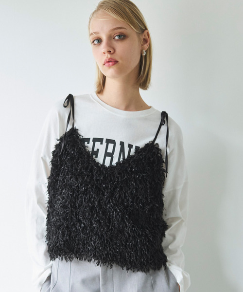 coca（coca）（コカ）の「リボンシャギーキャミソール（キャミソール・レディース・ブラック/アイボリー・M/L）」の16枚目の写真