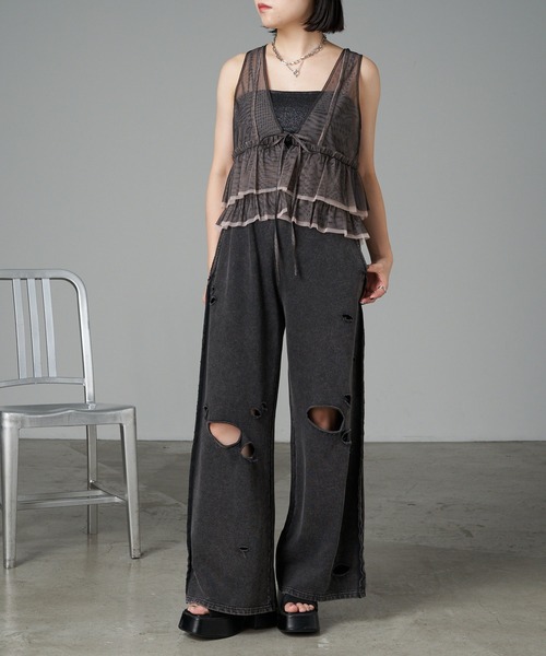 RAY CASSIN（レイカズン）の「ダメージピグメントスウェットパンツ（その他パンツ・レディース・グレー系その他2/ブラウン/アイボリー/ブラック・FREE）」の14枚目の写真