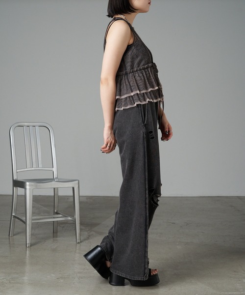 RAY CASSIN（レイカズン）の「ダメージピグメントスウェットパンツ（その他パンツ・レディース・グレー系その他2/ブラウン/アイボリー/ブラック・FREE）」の15枚目の写真