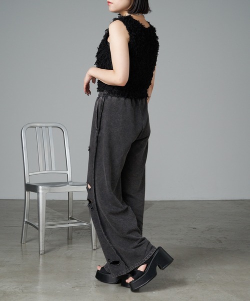 RAY CASSIN（レイカズン）の「ダメージピグメントスウェットパンツ（その他パンツ・レディース・グレー系その他2/ブラウン/アイボリー/ブラック・FREE）」の18枚目の写真