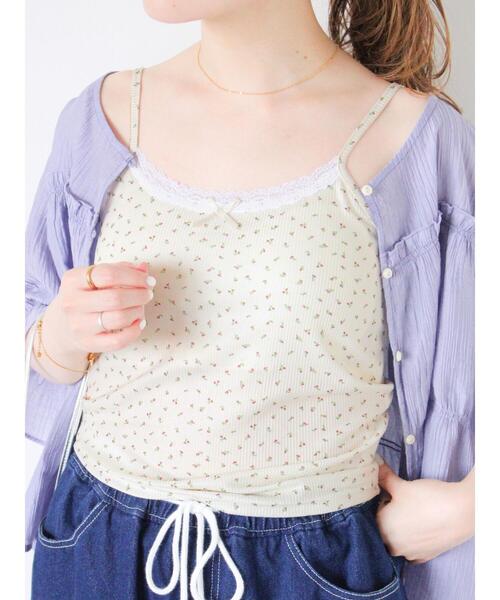 ehka sopo（エヘカソポ）の「カップ付花柄キャミソール（キャミソール・レディース・キナリ/ピンク/ブルー/ブラック・F）」の14枚目の写真