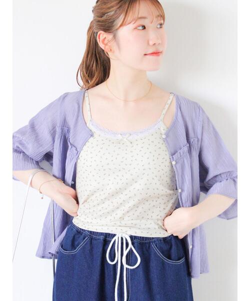 ehka sopo（エヘカソポ）の「カップ付花柄キャミソール（キャミソール・レディース・キナリ/ピンク/ブルー/ブラック・F）」の15枚目の写真