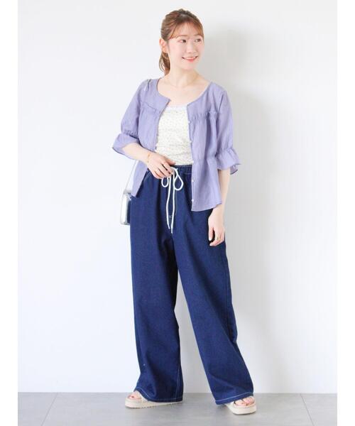 ehka sopo（エヘカソポ）の「カップ付花柄キャミソール（キャミソール・レディース・キナリ/ピンク/ブルー/ブラック・F）」の19枚目の写真