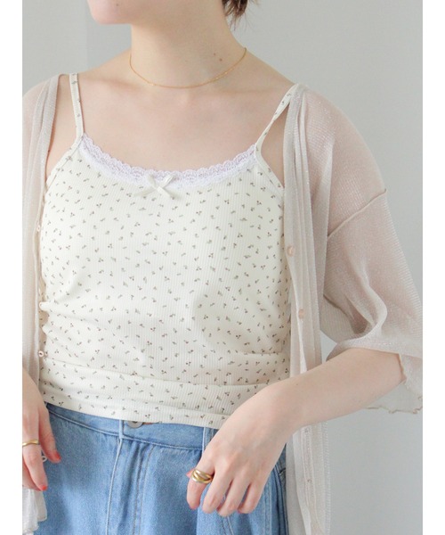 ehka sopo（エヘカソポ）の「カップ付花柄キャミソール（キャミソール・レディース・キナリ/ピンク/ブルー/ブラック・F）」の5枚目の写真