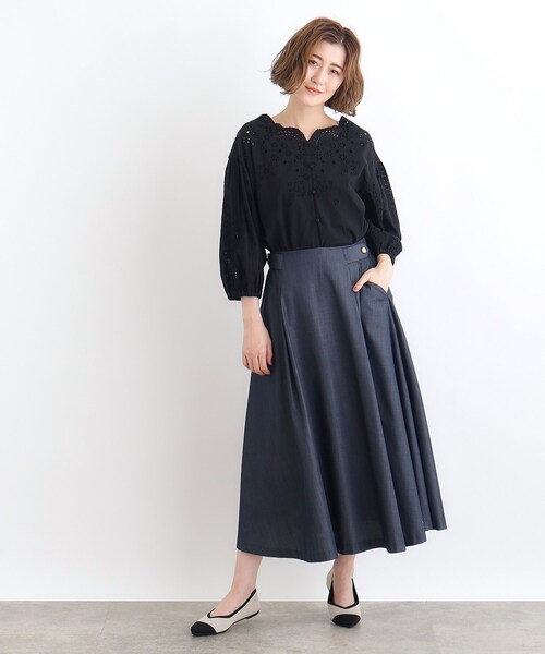 grove（グローブ）の「スカラップエンブロイダリーブラウス（シャツ/ブラウス・レディース・ブラック/オフホワイト/モスグリーン・02/03/01/04/05）」の7枚目の写真