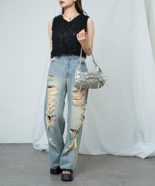 RAY CASSIN（レイカズン）の「ギャザーリボンショルダー（ショルダーバッグ・レディース・シルバー/ブラック/レッド・FREE）」の19枚目の写真