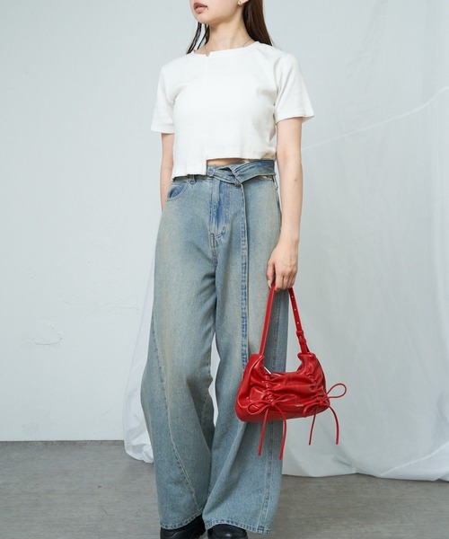 RAY CASSIN（レイカズン）の「ギャザーリボンショルダー（ショルダーバッグ・レディース・シルバー/ブラック/レッド・FREE）」の17枚目の写真