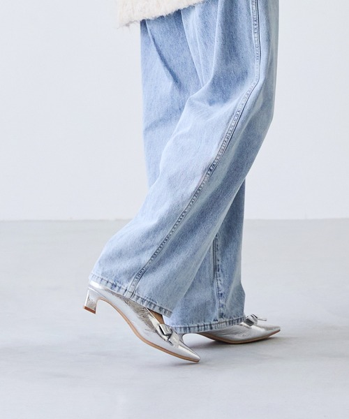 menue（メヌエ）の「リボンモチーフ ポインテッドトゥ ヒールパンプス（パンプス・レディース・アイボリー/シルバー/ブラック/レッド・23.0cm/24.0cm/25.0cm/26.0cm/21.5cm/22.0cm/22.5cm/23.5cm/24.5cm/25.5cm）」の15枚目の写真