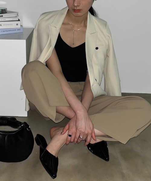 VACANCY(ヴァカンシー)の「ダブルショートジャケット(テーラードジャケット・レディース・アイボリー/チャコールグレー/グレー・FREE)」の9枚目の写真