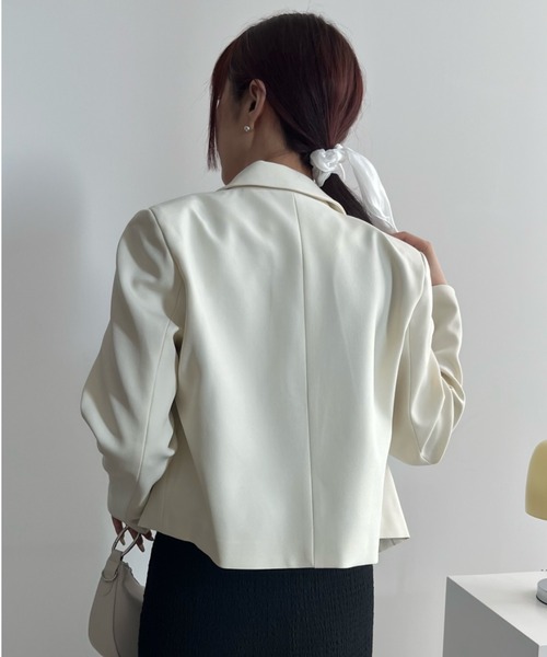 VACANCY(ヴァカンシー)の「ダブルショートジャケット(テーラードジャケット・レディース・アイボリー/チャコールグレー/グレー・FREE)」の20枚目の写真