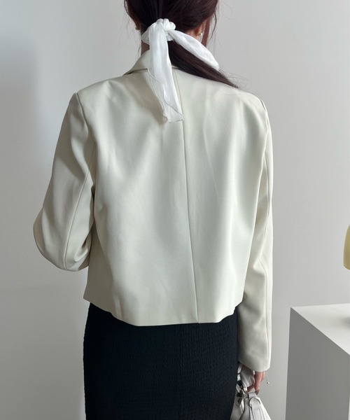 VACANCY(ヴァカンシー)の「ダブルショートジャケット(テーラードジャケット・レディース・アイボリー/チャコールグレー/グレー・FREE)」の19枚目の写真