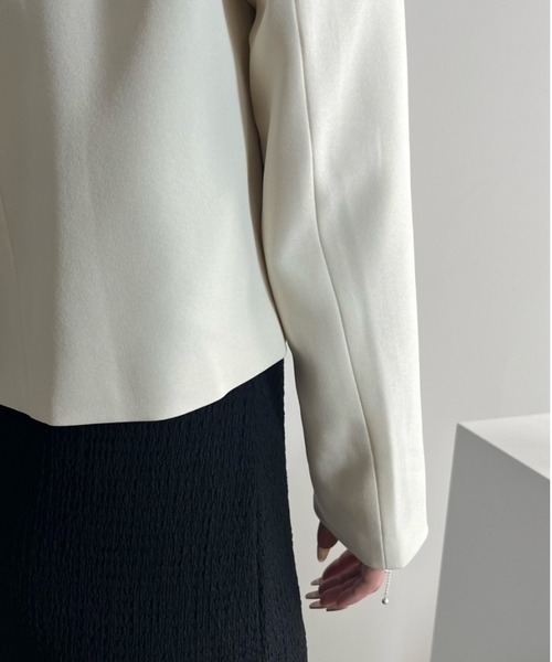 VACANCY(ヴァカンシー)の「ダブルショートジャケット(テーラードジャケット・レディース・アイボリー/チャコールグレー/グレー・FREE)」の10枚目の写真