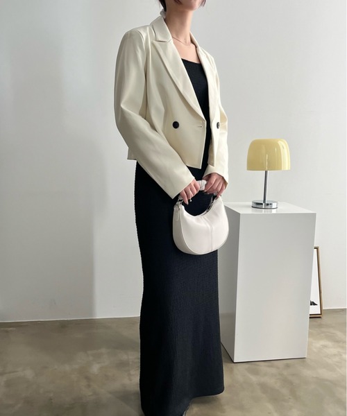 VACANCY(ヴァカンシー)の「ダブルショートジャケット(テーラードジャケット・レディース・アイボリー/チャコールグレー/グレー・FREE)」の16枚目の写真