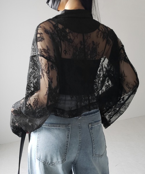 me+em select（ミームセレクト）の「※※【 ２color 】レースショートテーラードジャケット ／ lace short tailored jacket（テーラードジャケット・レディース・ブラック/ホワイト・FREE）」の11枚目の写真